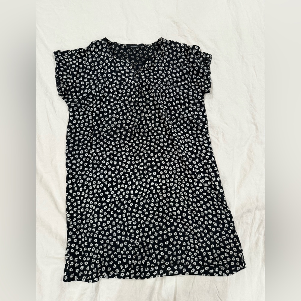 Madewell Floral Black and White Dress